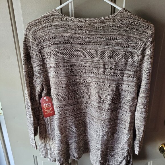 NWT's Faded Glory Brown & Tan Varigated Cardigan Sweater Size Large 12-14 - Picture 3 of 3